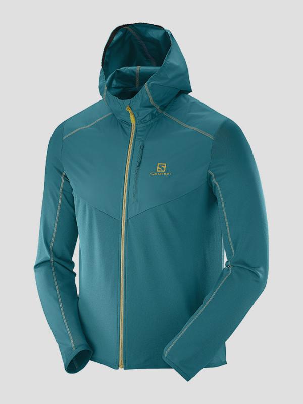 Bunda Salomon DISCOVERY WIND HOODIE M Blue Steel Zelená