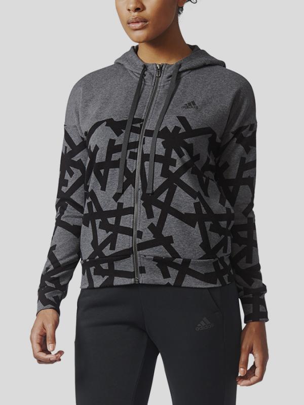 Mikina adidas Performance AOP HOODIE Šedá