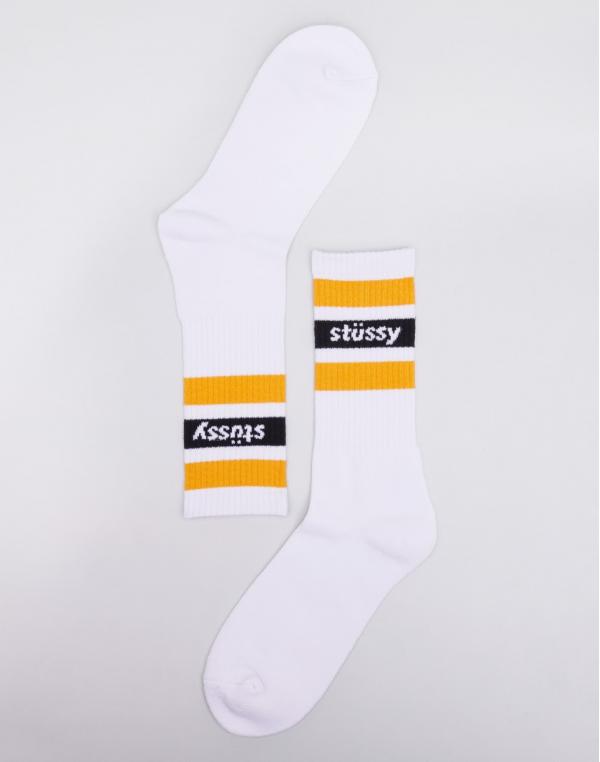 Ponožky Stussy Stripe Crew WHITE