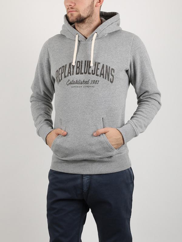 Mikina Replay BRUSHED FLEECE Šedá
