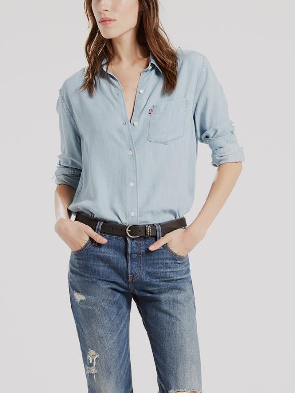 Košile LEVI'S SIDNEY 1 POCKET BOYFRIEN LIGHT Modrá