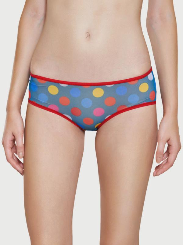 Kalhotky Happy Socks modré mesh s barevnými puntíky vzor Big Dot Barevná