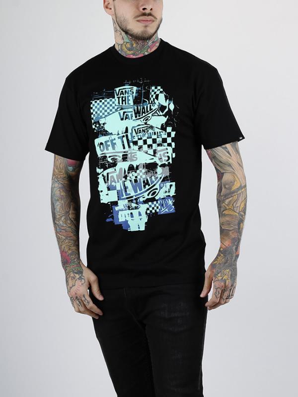 Tričko Vans MN OTW CHECKER BLAST BLACK/AQUA Černá