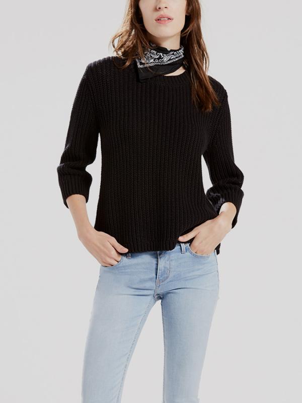 Svetr LEVI'S LOOSE KNIT PULLOVER CAVIAR Barevná