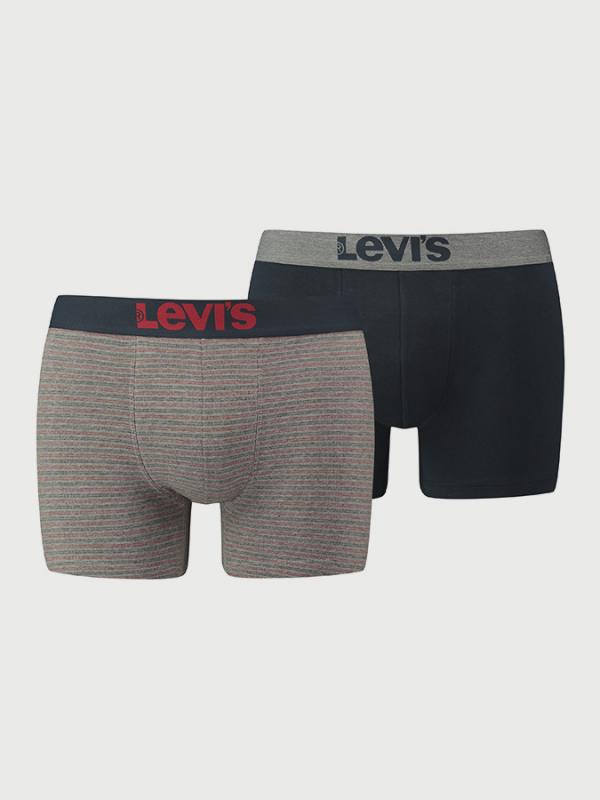 Boxerky LEVI'S 200Sf Birdfeet Stripe Boxer Brief 2 Pack Červená