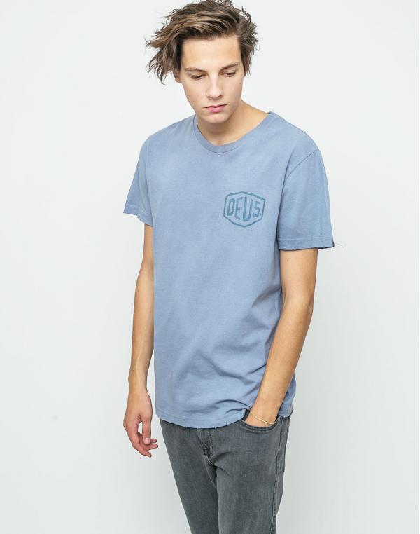 Logo tee Deus Ex Machina Sunbleached Tokyo steel blue