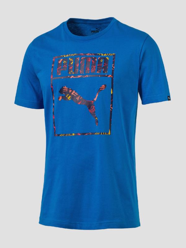 Tričko Puma Logo Camo Tee French Blue Modrá