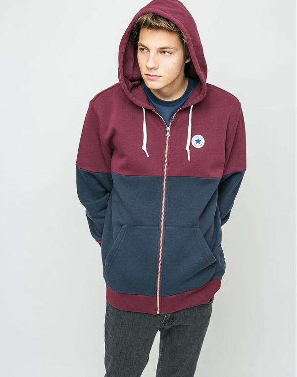 Mikina Converse Core Colorblock Full Zip Dark Sangria / Dark Obsidian