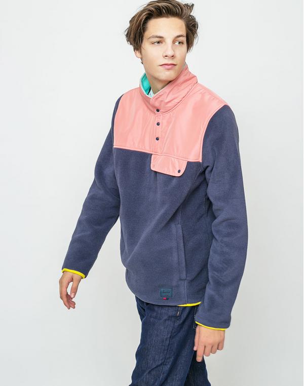 Herschel Supply Fleece Pull Over Peacoat/Strawberry Ice/Lucite Green XL