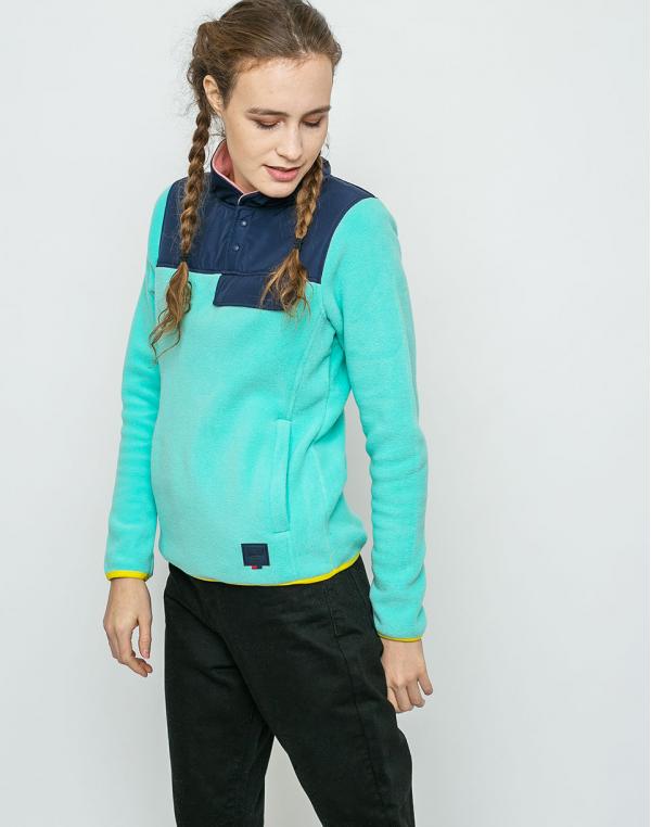 Mikina Herschel Supply Fleece Pull Over Lucite Green/Peacoat/Strawberry Ice