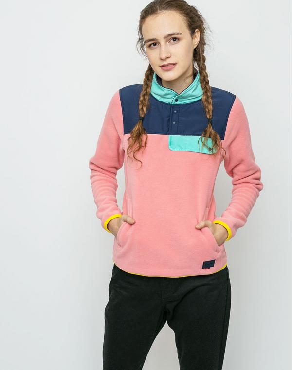 Herschel Supply Fleece Pull Over Strawberry Ice/Peacoat/Lucite Green XS