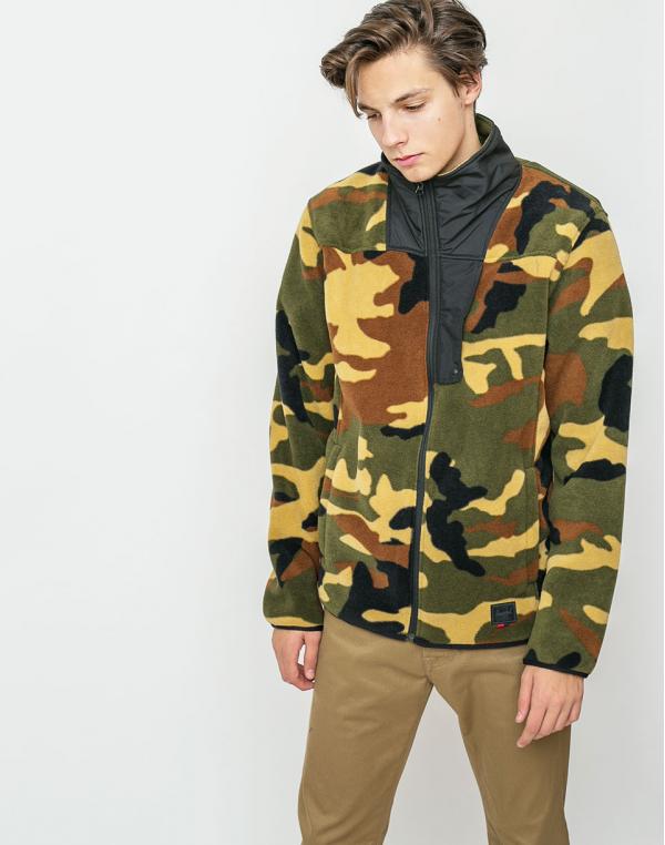 Herschel Supply Fleece Zip Up Woodland Camo/Black L