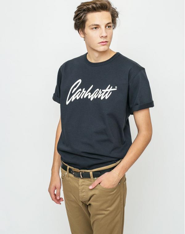 Logo tee Carhartt WIP Stray Dark Navy/Wax