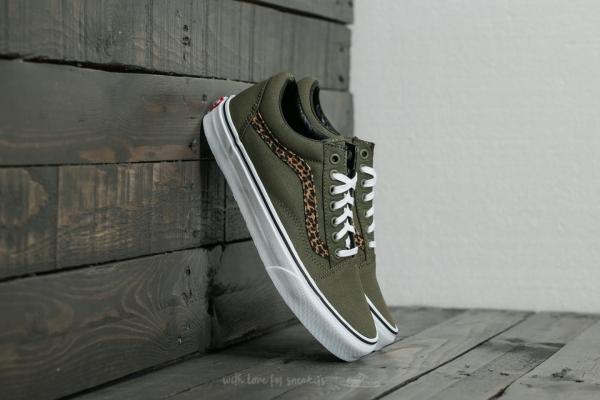 Vans Old Skool (Mini Leopard) Army Green/ True White