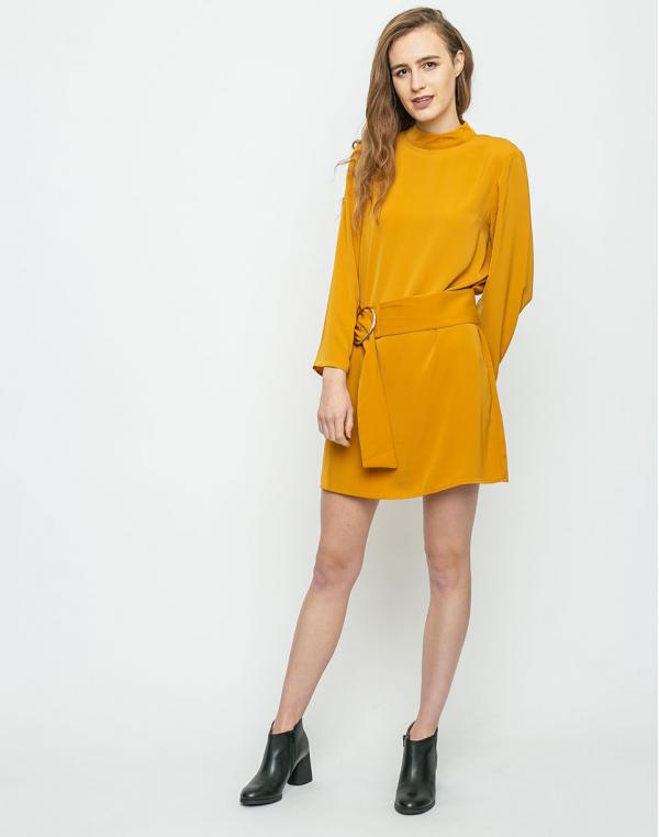Neon Rose Belted Swing Mustard L
