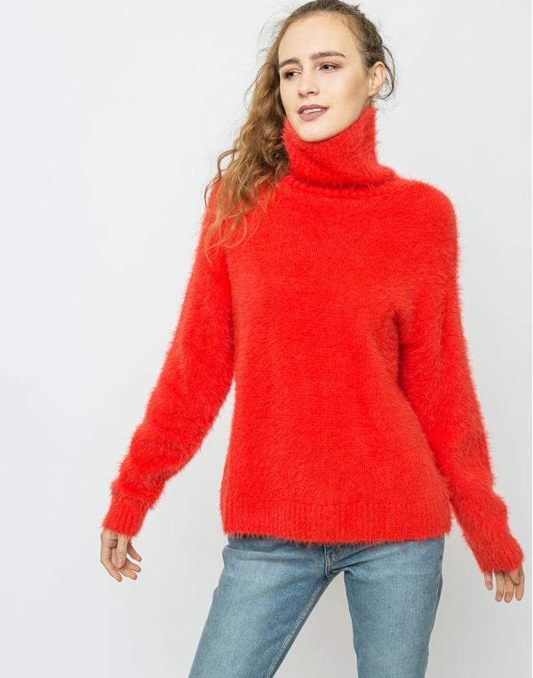 Neon Rose Fluffy Knit Red XL