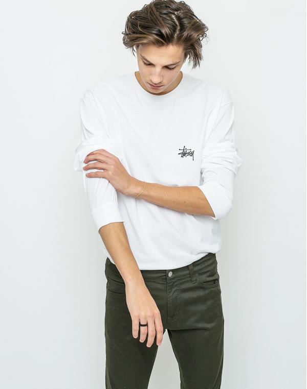 Logo tee Stussy Basic Long Sleeve White