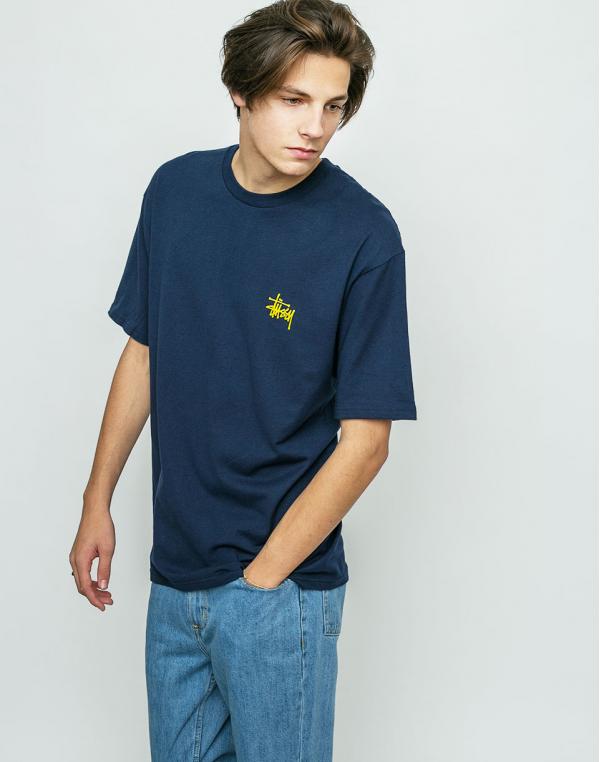 Logo tee Stussy Basic Navy