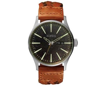 Nixon Sentry Leather Dark Copper/Saddle Woven