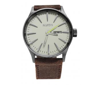 Nixon Sentry Leather Gunmetal/Brown