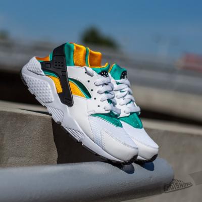 Nike Huarache Run GS White/ Black- New Green- Sundown