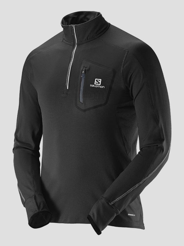 Tričko Salomon TRAIL RUNNER WARM LS ZIP Černá