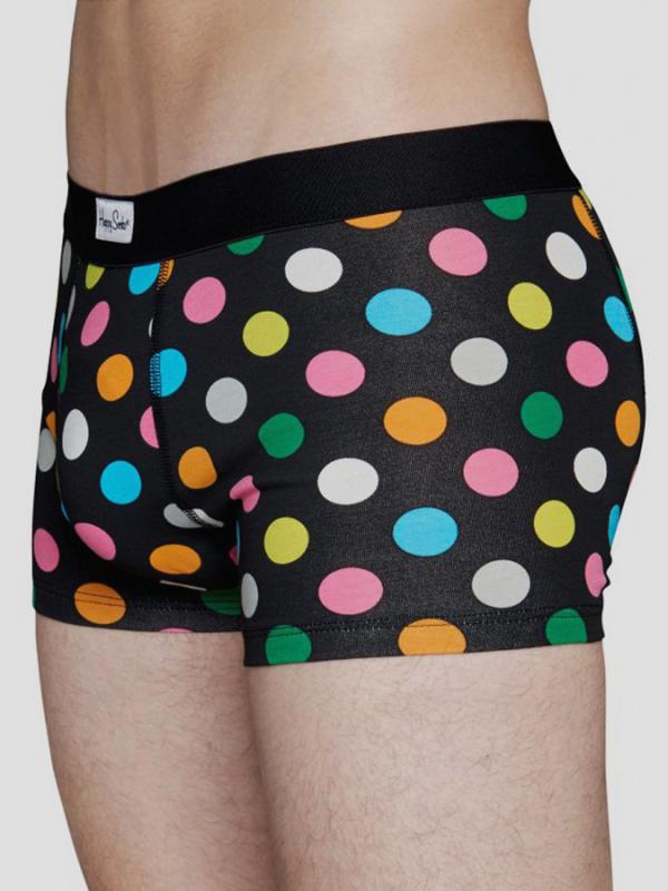 Boxerky Happy Socks černé s barevnými puntíky vzor Big Dot Barevná