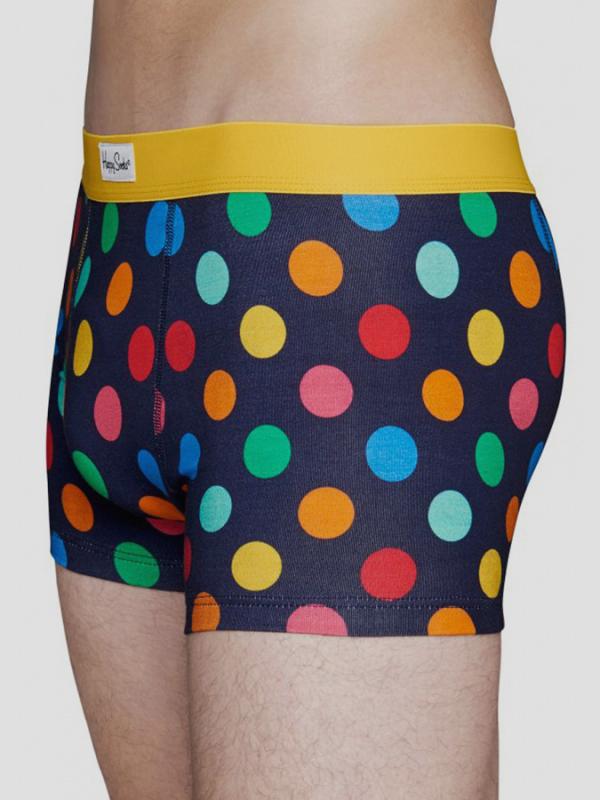 Boxerky Happy Socks modré s barevnými puntíky vzor Big Dot Modrá