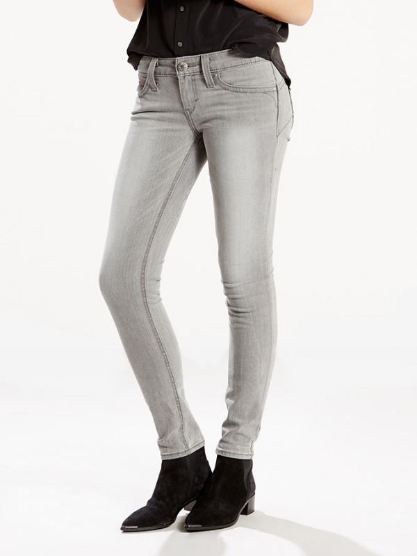Džíny LEVI'S REVEL LOW DC SKINNY GREY LIGHT Šedá