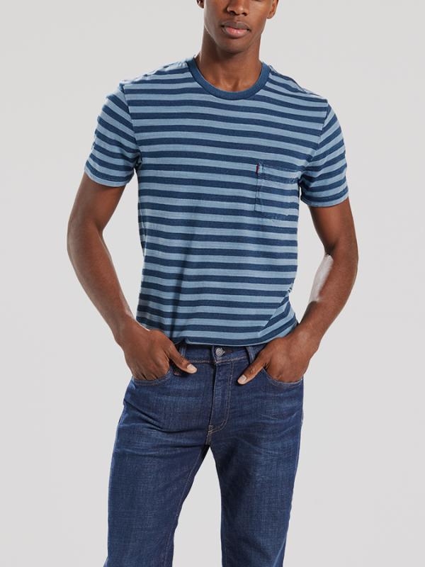 Tričko LEVI'S SS SETIN SUNSET POCKET HALF STRIPE DAR Barevná