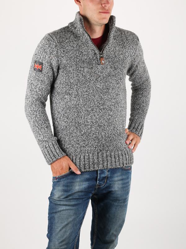 Svetr Superdry TWEED HENLEY Šedá