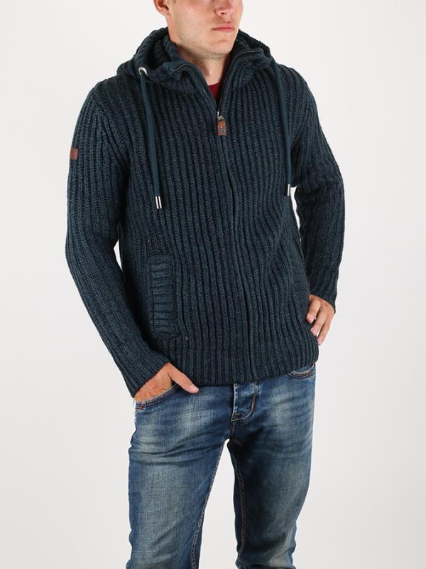 Mikina Superdry NORDIC ZIP THROUGH HOOD Modrá