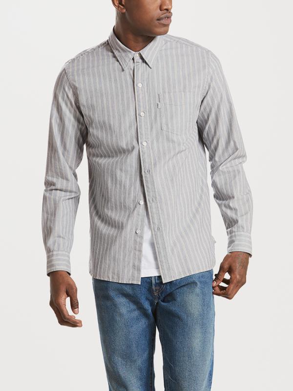 Košile LEVI'S Sunset 1 Pocket Shirt Flax Indigo Stripe Šedá