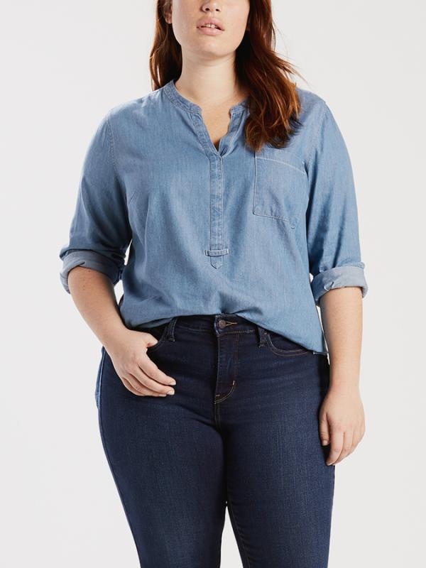 Košile LEVI'S Plus Easy Popover Medium Authentic Modrá
