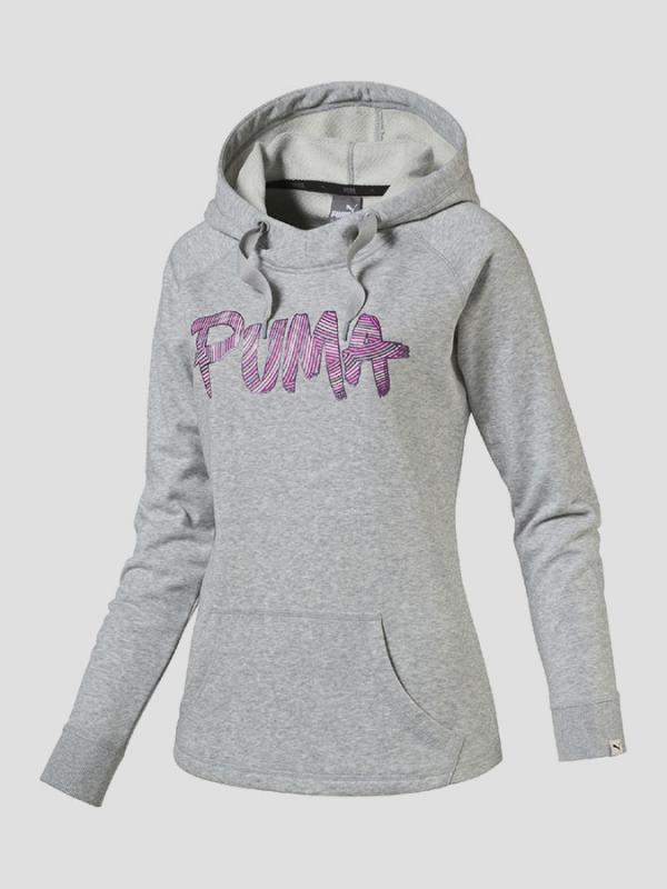 Mikina Puma FUN FONT Hooded Sweat TR W light gray he Šedá