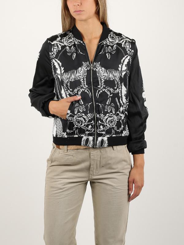 Mikina Alcott CHIFFON BLAZER WITH PRINT Černá
