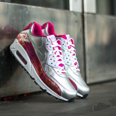 Nike WMNS Air Max 90 PRM QS Metallic Silver/ White-Pink Pow-Fireberry