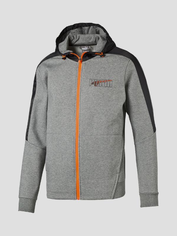 Mikina Puma LUX FZ Hoody FL Medium Gray Heather Šedá
