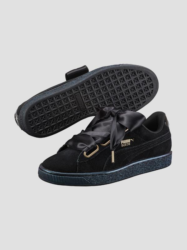 Boty Puma Suede Heart Satin Wn s Black Černá