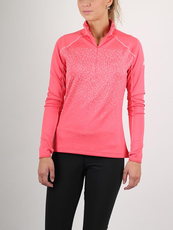 Tričko adidas Performance W 1/2ZIP LS Růžová