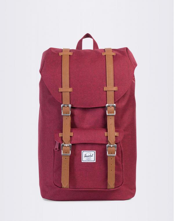 Batoh Herschel Supply Little America Mid-Volume Winetasting Crosshatch/Tan Synthetic Leather