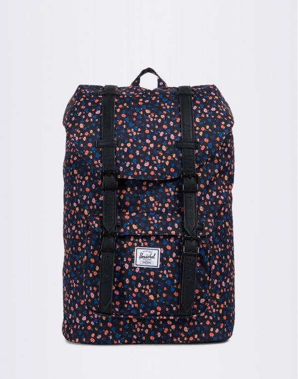 Batoh Herschel Supply Little America Mid-Volume Black Mini Floral/Black Synthetic Leather