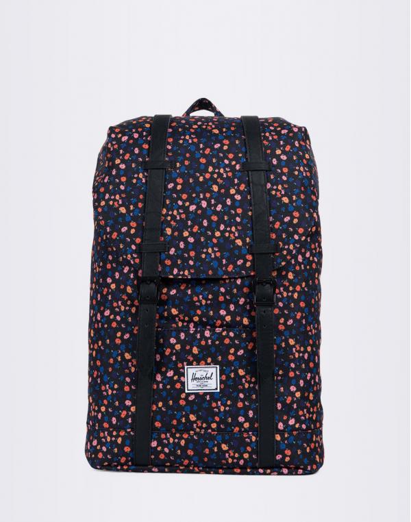 Batoh Herschel Supply Retreat Mid-Volume Black Mini Floral/Black Synthetic Leather