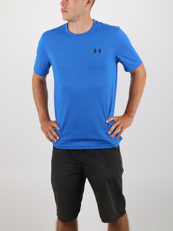 Tričko Under Armour Threadborne Fitted Emobssed SS Modrá