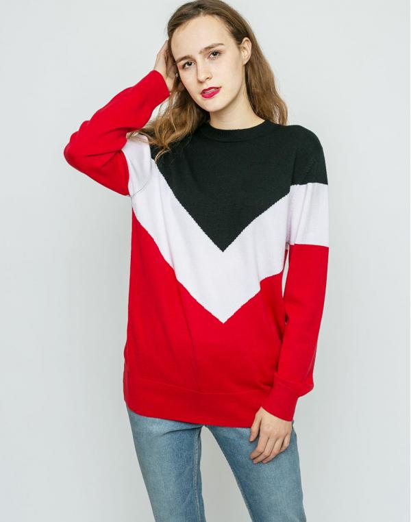 Neon Rose Chevron Knit Red M
