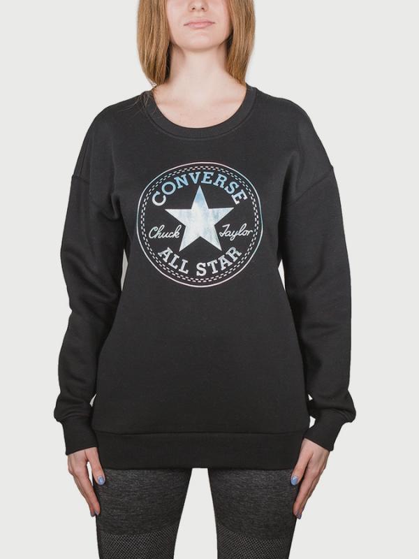 Mikina Converse Shine Pack Graphic Oversized Crew Černá