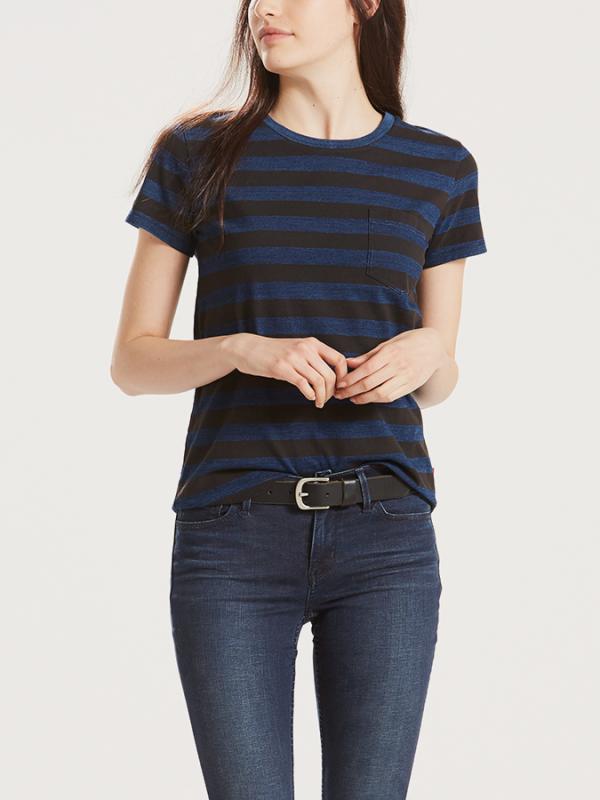 Tričko LEVI'S The Perfect Pocket Tee Hyde Indigo Barevná