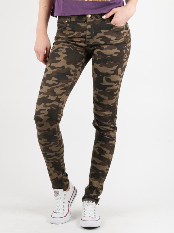 Kalhoty Alcott SLIM CAMOUFLAGE Zelená