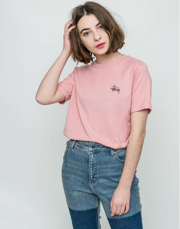 Logo tee Stussy Basic Dusty Rose