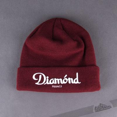 Diamond Champagne Beanie Burgundy